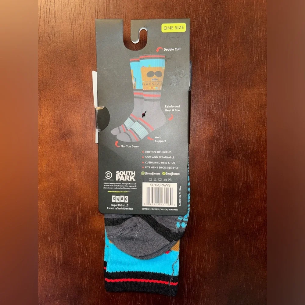 SOUTH PARK “AWESOME-O” SWAG CREW SOCKS NWT MEN’S SHOE SIZE 8-13